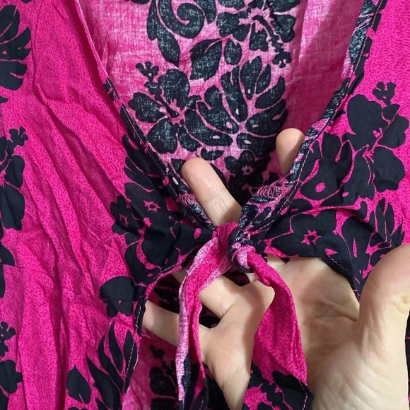 Aloha Hutt Hawaii pink & black beach cover cardigan top shirt size XL - Picture 5 of 11